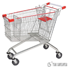 4 Wheels Steel Shopping Cart Trolley 100L for Supermarket Chrome Surface